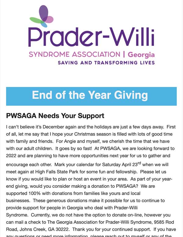 PWSAGA Newsletter Cover - December 2021